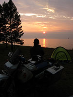 バイカル湖と夕焼け