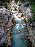 透き通った水の流れる渓谷